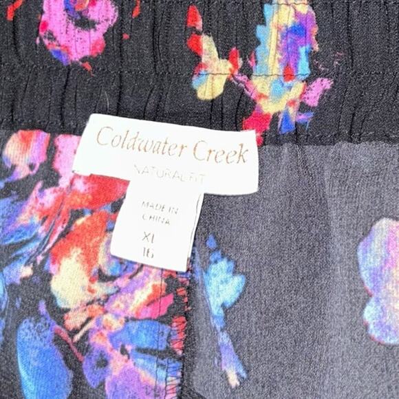 Cold Water wide leg pants floral black elastic waist pull on trousers SZ XL (16) - Picture 9 of 9